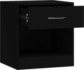 vidaXL Κομοδίνα 2 τεμ. με Συρτάρι Μαύρα