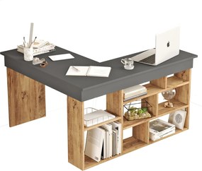 Γραφείο Γωνια Πεύκο Atlantic / Ανθρακί CT15 129x120x72