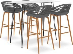 vidaXL Σετ Επίπλων Μπαρ 5 Τεμαχίων Λευκό / Γκρι