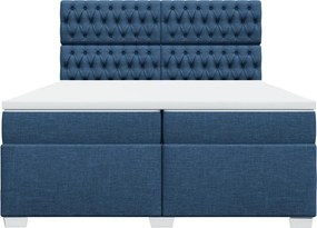 vidaXL Κρεβάτι Boxspring με Στρώμα Μπλε 200x200 εκ. Υφασμάτινο