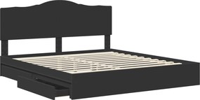 vidaXL Κρεβάτι Αποθήκης Μαύρο 200 x 200 cm Επεξεργασμένο ξύλο