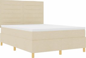 vidaXL LED Κρεβάτι με βάθρο με στρώμα Κρεμ 140 x 190 cm ύφασμα