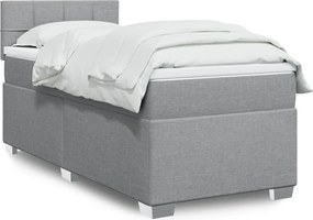 vidaXL Κρεβάτι Boxspring με Στρώμα Ανοιχτό Γκρι 90x200 εκ. Υφασμάτινο