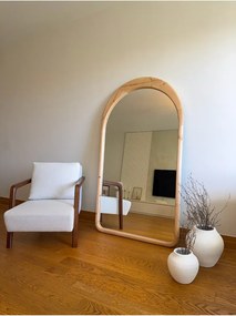 Οβάλ καθρέφτης δαπέδου με φυσικό ξύλινο πλαίσιο Πολύχρωμο 180x100 cm
