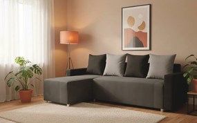 Γωνιακός καναπές Odette-Γκρι - Μαύρο