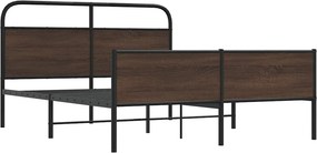 vidaXL Σκελετός Κρεβ. Χωρίς Στρώμα Καφέ Δρυς 150x200 εκ. Μεταλλικό