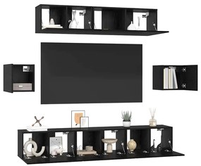 vidaXL Σετ επίπλου τηλεόρασης 7 pcs Μαύρη δρυς 80 x 30 x 30 εκ