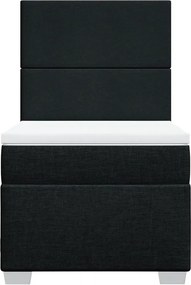 vidaXL Κρεβάτι Boxspring με Στρώμα Μαύρο 90x190 εκ.Υφασμάτινο