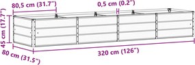 vidaXL Γλάστρα Ανθρακί 320 x 80 x 45 cm Ατσάλι