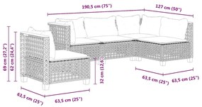 vidaXL Σετ Καναπέ Κήπου 5 τεμ. Μπεζ Συνθετικό Ρατάν με Μαξιλάρι