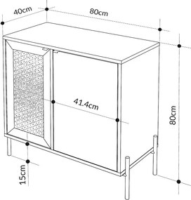 Μπουφές Naive Megapap χρώμα sapphire oak 80x40x80εκ.