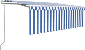 vidaXL Τέντα Αυτόματη με Σκίαστρο/LED/Αισθ. Ανέμου Μπλε/Λευκό 4x3 μ.