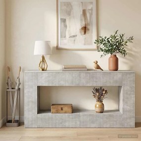 vidaXL Τραπέζι κονσόλας Ριγέ Σκυρόχρωμο Γκρι 155 x 29 x 74 εκ.
