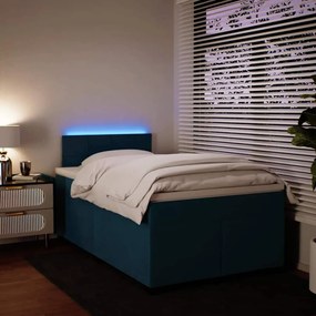 vidaXL Κρεβάτι Boxspring με Στρώμα Μπλε 120x200 εκ. Βελούδινο