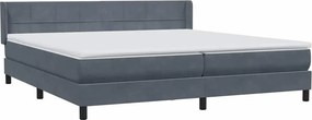 vidaXL Κρεβάτι Boxspring με Στρώμα Σκούρο Γκρι 180x210 εκ. Βελούδινο