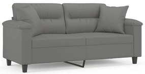 vidaXL Καναπές Διθέσιος Σκ. Γκρι 140 εκ. Ύφασμα Μικροϊνών με Μαξιλάρια