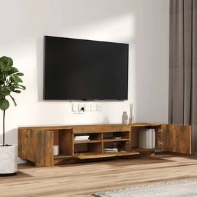 vidaXL Σετ Επίπλων Τηλεόρασης 2 Τεμ. φώτα LED Καπνιστή δρυς Επεξ. Ξύλο
