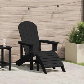 vidaXL Καρέκλα Adirondack Μαύρο HDPE