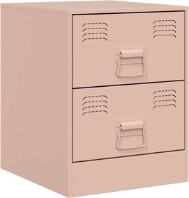 vidaXL Κομοδίνο Ροζ 34,5 x 39 x 44 εκ. από Χάλυβα