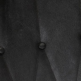 Πολυθρόνα Κουνιστή Μαύρη από Γνήσιο Δέρμα με Υποπόδιο - Μαύρο