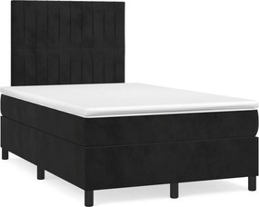 vidaXL Κρεβάτι Boxspring με Στρώμα Μαύρο 120x190 εκ. Βελούδινο