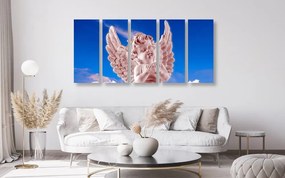 Εικόνα 5 τμημάτων ροζ άγγελος φροντίδας στον ουρανό - 100x50