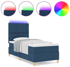vidaXL Κρεβάτι με ελατήρια με στρώμα Μπλε 90 x 200 cm ύφασμα