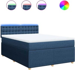 vidaXL Κρεβάτι Boxspring με Στρώμα Μπλε 160x200 εκ. Υφασμάτινο