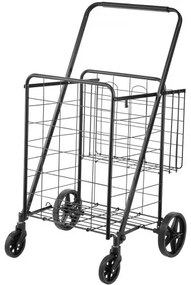 VEVOR Folding Shopping Cart, Jumbo Grocery Cart with Double Baskets, 360° Swivel Wheels, Heavy Duty Utility Cart, 110 LBS Large Capacity Utility Cart for Laundry, Shopping, Grocery, Luggage