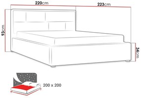Κρεβάτι Pomona 104, Διπλό, Τυρκουάζ, 200x200, Ταπισερί, Τάβλες για Κρεβάτι, 220x223x93cm, 105 kg | Epipla1.gr