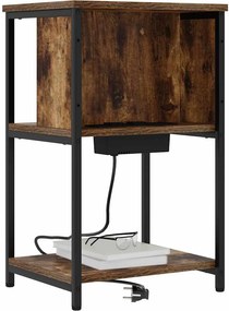 vidaXL Κομοδίνο 2 τεμ. Καπνιστό Δρύς 38 x 31 x 61 εκ