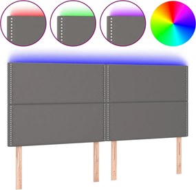vidaXL Κεφαλάρι Κρεβατιού LED Γκρι 200x5x118/128 εκ