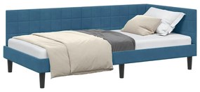 vidaXL Κρεβάτι Γωνίας με κεφαλάρι Μπλε 100 x 200 cm Βελούδο