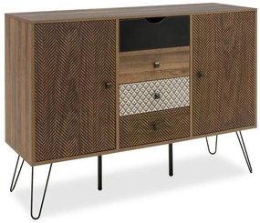 Μπουφές Boho με τέσσερα συρτάρια καρυδί μεταλλικά πόδια 122x39,5x86εκ 122x39.5x86 εκ.