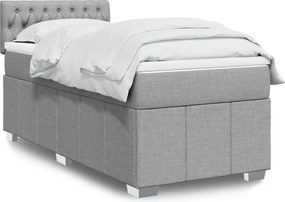 vidaXL Κρεβάτι Boxspring με Στρώμα Ανοιχτό Γκρι 90x200 εκ. Υφασμάτινο