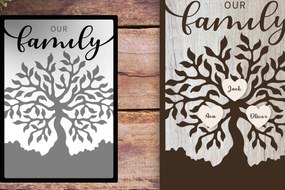 Intra απο ξύλο plywood Χρώμα wenge 3mm-4mm πάχος - Προσωποποιημένη οικογενειακού δέντρου Δίασταση 30x20 cm INTRAFABR-25838798