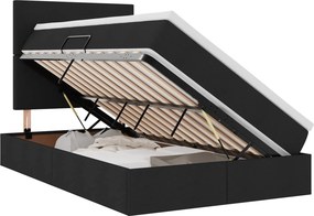 vidaXL LED Κρεβάτι αποθήκευσης με στρώμα Μαύρο 120 x 200 cm Ύφασμα