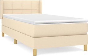 vidaXL Κρεβάτι Boxspring με Στρώμα Κρεμ 100 x 200 εκ. Υφασμάτινο