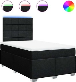 vidaXL Κρεβάτι Boxspring με Στρώμα Μαύρο 120x200 εκ. Υφασμάτινο