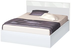 Κρεβάτι ξύλινο διπλό High Λευκό/Λευκό γυαλιστερό, 160/200, 204/90/164 εκ., Genomax