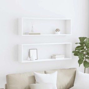 vidaXL Ράφια Κύβοι Τοίχου 2 τεμ. Λευκά 100 x 15 x 30 εκ. Επεξ. Ξύλο