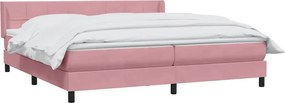 vidaXL Κρεβάτι Boxspring με Στρώμα Ροζ 180x210 εκ. Βελούδινο