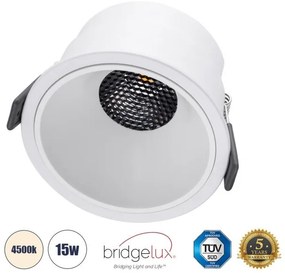 Χωνευτό Σποτ Downlight LED TrimLess 15W Λευκό-Φυσικό 4500K PLUTO-B 60260 Globostar-60260-Λευκό 60260