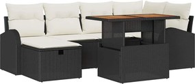 vidaXL Σετ Καναπέ Κήπου 7 pcs Μαύρο συνθετικό ρατάν