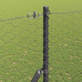 vidaXL Έξιγωνο φράχτη σταθερού εδάφους 10 x 1,6 m Γκρι Δίχτυ