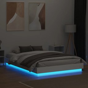 vidaXL Πλαίσιο Κρεβατιού με LED Λευκό 160 x 200 εκ.