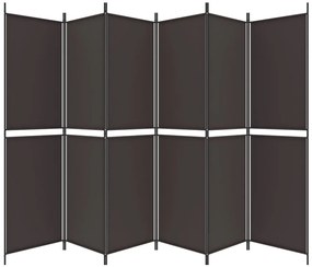 vidaXL Διαχωριστικό Δωματίου με 6 Πάνελ Καφέ 300x200 εκ. από Ύφασμα