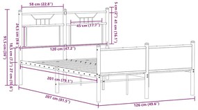 Πλαίσιο Κρεβατιού Χωρ. Στρώμα Καφέ Δρυς 120x200εκ. Επ. Ξύλο - Καφέ