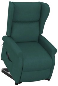 vidaXL Πολυθρόνα με Ανύψωση Σκούρο Πράσινη Υφασμάτινη