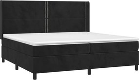 vidaXL Κρεβάτι Boxspring με Στρώμα &amp; LED Μαύρο 200x200 εκ. Βελούδινο